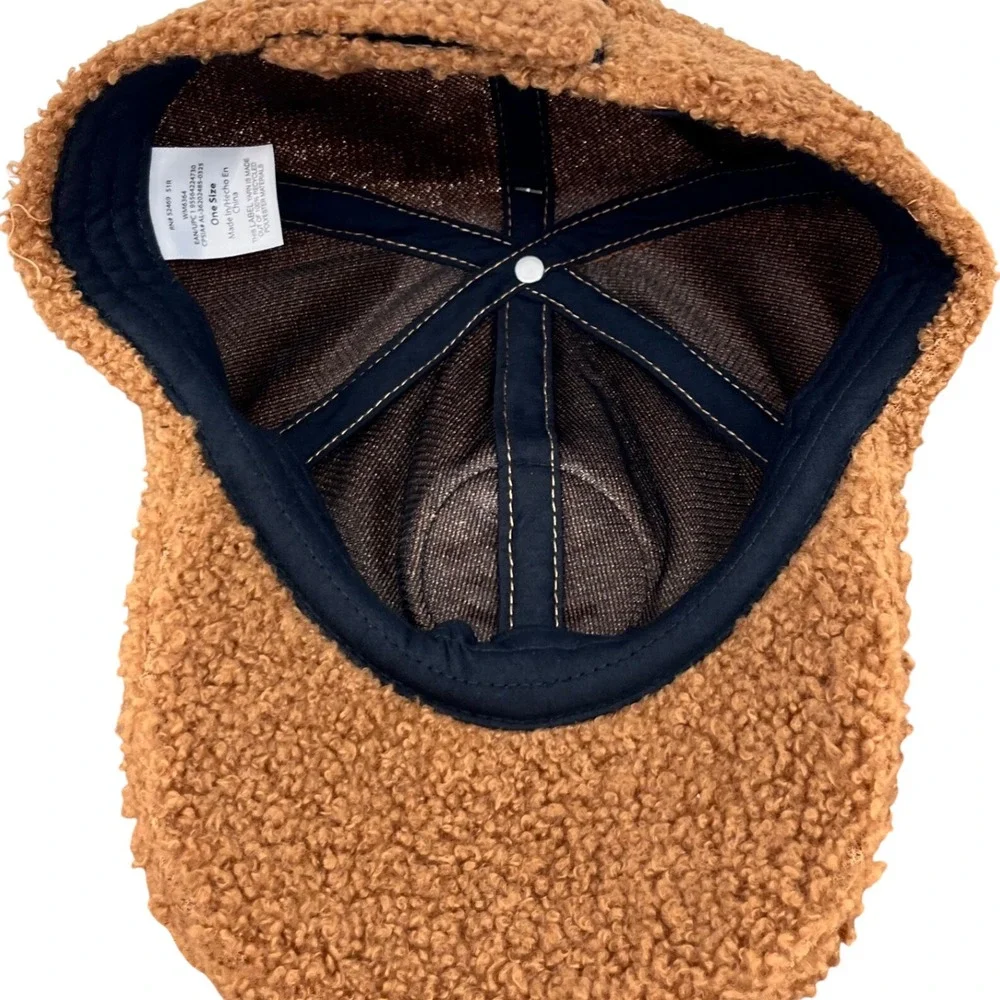 Sherpa Smiley Face Baseball Cap Kids One Size Brown Patch Streetwear‎ Retro